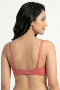 Zivame Bare Whispers Padded Wired Medium Coverage Plunge Neck Lace Bra - Dusty Cedar — thumbnail 3